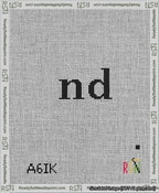 A taped needlepoint canvas with the design: Banner 13 mesh count Pointed nd Black on White.