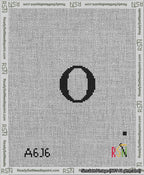 A taped needlepoint canvas with the design: Banner 13 mesh count Pointed O Black on White.