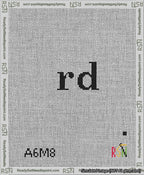 A taped needlepoint canvas with the design: Banner 13 mesh count Pointed rd Black on White.