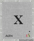 A taped needlepoint canvas with the design: Banner 13 mesh count Pointed X Black on White.