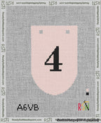 A taped needlepoint canvas with the design: Banner 13 mesh count Rounded 4 Black on Pink.