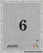 A taped needlepoint canvas with the design: Banner 13 mesh count Rounded 6 Black on White.