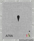 A taped needlepoint canvas with the design: Banner 13 mesh count Rounded Apostrophe Black on White.