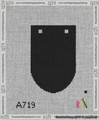 A taped needlepoint canvas with the design: Banner 13 mesh count Rounded Blank Black.