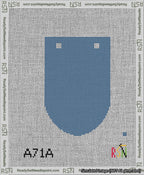 A taped needlepoint canvas with the design: Banner 13 mesh count Rounded Blank Blue.