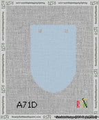 A taped needlepoint canvas with the design: Banner 13 mesh count Rounded Blank Light Blue.