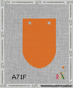 A taped needlepoint canvas with the design: Banner 13 mesh count Rounded Blank Orange.