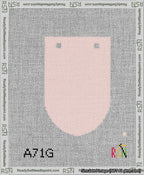 A taped needlepoint canvas with the design: Banner 13 mesh count Rounded Blank Pink.