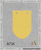 A taped needlepoint canvas with the design: Banner 13 mesh count Rounded Blank Yellow.