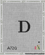 A taped needlepoint canvas with the design: Banner 13 mesh count Rounded D Black on White.