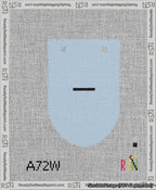 A taped needlepoint canvas with the design: Banner 13 mesh count Rounded Dash Black on Light Blue.