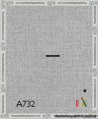 A taped needlepoint canvas with the design: Banner 13 mesh count Rounded Dash Black on White.