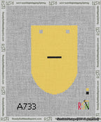 A taped needlepoint canvas with the design: Banner 13 mesh count Rounded Dash Black on Yellow.