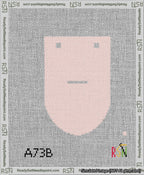 A taped needlepoint canvas with the design: Banner 13 mesh count Rounded Dash White on Pink.