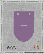 A taped needlepoint canvas with the design: Banner 13 mesh count Rounded Dash White on Purple.