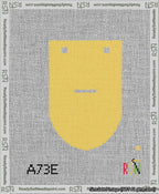 A taped needlepoint canvas with the design: Banner 13 mesh count Rounded Dash White on Yellow.