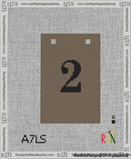 A taped needlepoint canvas with the design: Banner 13 mesh count Squared 2 Black on Brown.