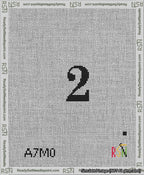 A taped needlepoint canvas with the design: Banner 13 mesh count Squared 2 Black on White.