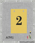 A taped needlepoint canvas with the design: Banner 13 mesh count Squared 2 Black on Yellow.