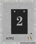 A taped needlepoint canvas with the design: Banner 13 mesh count Squared 2 White on Black.