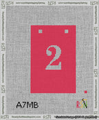 A taped needlepoint canvas with the design: Banner 13 mesh count Squared 2 White on Red.
