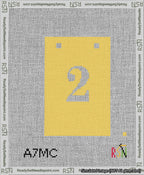 A taped needlepoint canvas with the design: Banner 13 mesh count Squared 2 White on Yellow.