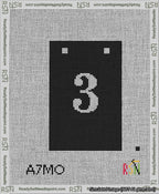 A taped needlepoint canvas with the design: Banner 13 mesh count Squared 3 White on Black.
