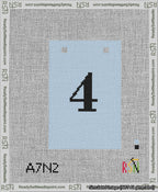 A taped needlepoint canvas with the design: Banner 13 mesh count Squared 4 Black on Light Blue.
