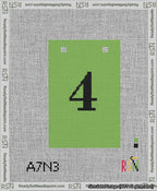 A taped needlepoint canvas with the design: Banner 13 mesh count Squared 4 Black on Light Green.