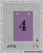 A taped needlepoint canvas with the design: Banner 13 mesh count Squared 4 Black on Purple.