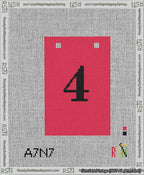 A taped needlepoint canvas with the design: Banner 13 mesh count Squared 4 Black on Red.
