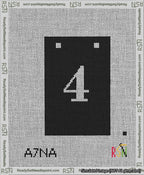 A taped needlepoint canvas with the design: Banner 13 mesh count Squared 4 White on Black.