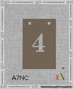 A taped needlepoint canvas with the design: Banner 13 mesh count Squared 4 White on Brown.