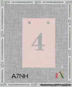 A taped needlepoint canvas with the design: Banner 13 mesh count Squared 4 White on Pink.