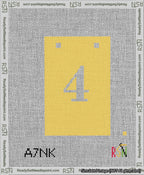A taped needlepoint canvas with the design: Banner 13 mesh count Squared 4 White on Yellow.