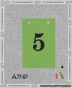 A taped needlepoint canvas with the design: Banner 13 mesh count Squared 5 Black on Light Green.