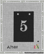 A taped needlepoint canvas with the design: Banner 13 mesh count Squared 5 White on Black.