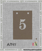 A taped needlepoint canvas with the design: Banner 13 mesh count Squared 5 White on Brown.