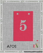 A taped needlepoint canvas with the design: Banner 13 mesh count Squared 5 White on Red.