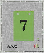A taped needlepoint canvas with the design: Banner 13 mesh count Squared 7 Black on Light Green.
