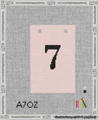 A taped needlepoint canvas with the design: Banner 13 mesh count Squared 7 Black on Pink.
