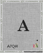 A taped needlepoint canvas with the design: Banner 13 mesh count Squared A Black on White.