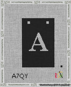 A taped needlepoint canvas with the design: Banner 13 mesh count Squared A White on Black.
