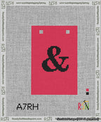 A taped needlepoint canvas with the design: Banner 13 mesh count Squared Ampersand Black on Red.