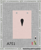 A taped needlepoint canvas with the design: Banner 13 mesh count Squared Apostrophe Black on Pink.