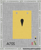 A taped needlepoint canvas with the design: Banner 13 mesh count Squared Apostrophe Black on Yellow.