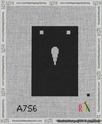 A taped needlepoint canvas with the design: Banner 13 mesh count Squared Apostrophe White on Black.