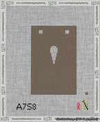 A taped needlepoint canvas with the design: Banner 13 mesh count Squared Apostrophe White on Brown.