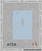 A taped needlepoint canvas with the design: Banner 13 mesh count Squared Apostrophe White on Light Blue.
