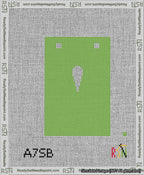 A taped needlepoint canvas with the design: Banner 13 mesh count Squared Apostrophe White on Light Green.